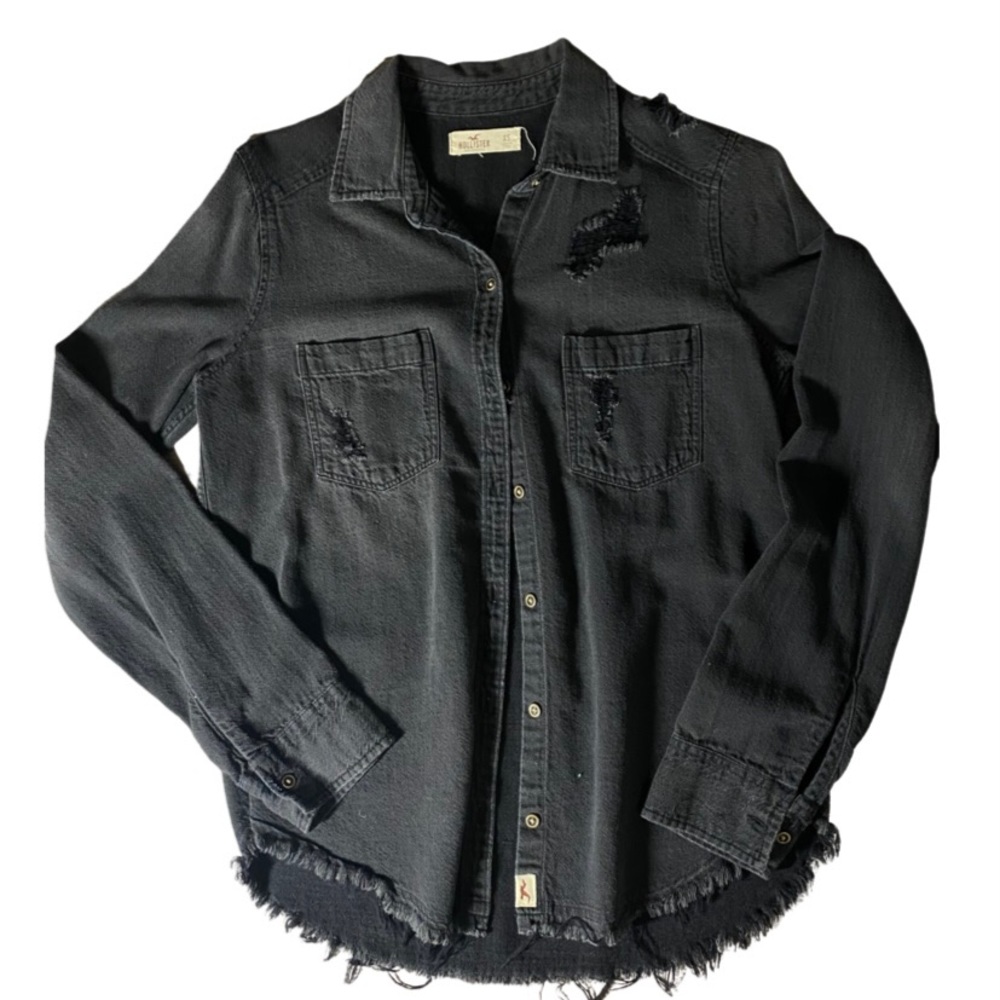 Faded Black Ripped Flannel